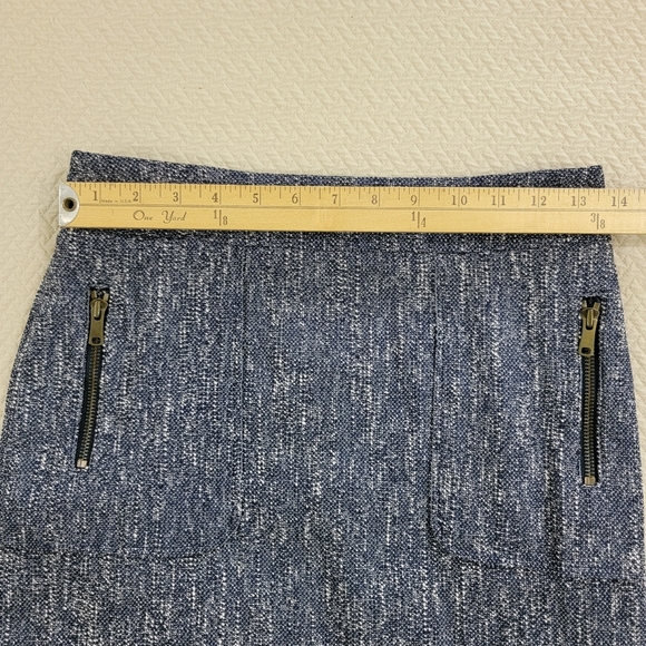 Ann Taylor Blue Tweed Skirt Size 2 Zipper Back Pencil Straight Career Office - Picture 7 of 13